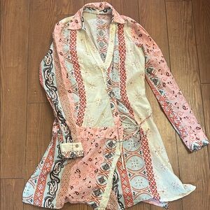 Rubber Ducky Productions, Inc. Pink and Orange Patterned Cotton Babydoll Dress